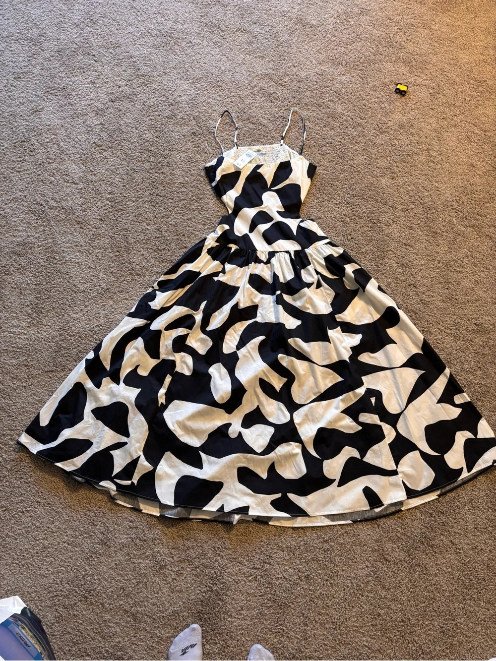 Abercrombie & Fitch Black and White Abstract Cutout Maxi Dress